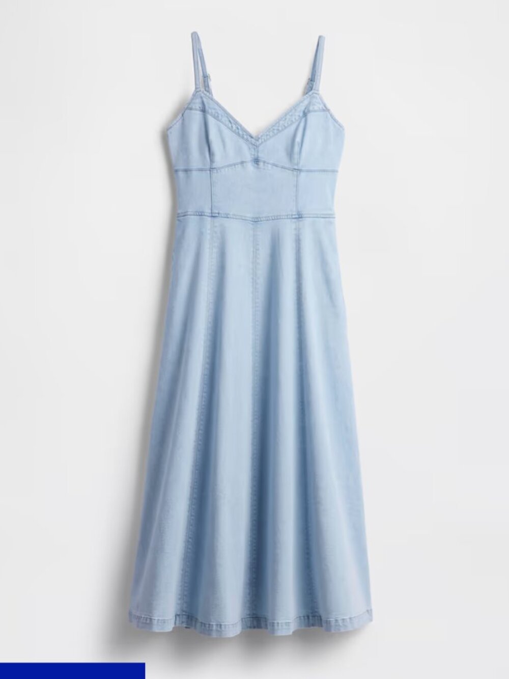 Gap Denim Seamed Corset Maxi Dress M - Picture 3 of 8